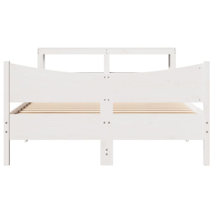sengeramme med sengegavl 140x190 cm massivt fyrretræ hvid