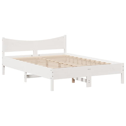 sengeramme med sengegavl 140x190 cm massivt fyrretræ hvid