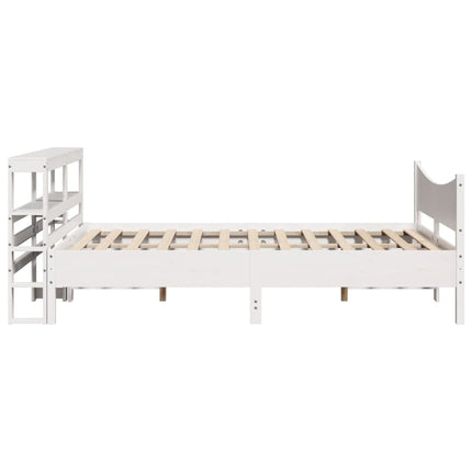 sengeramme med sengegavl 140x190 cm massivt fyrretræ hvid