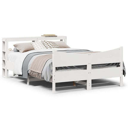 sengeramme med sengegavl 140x190 cm massivt fyrretræ hvid