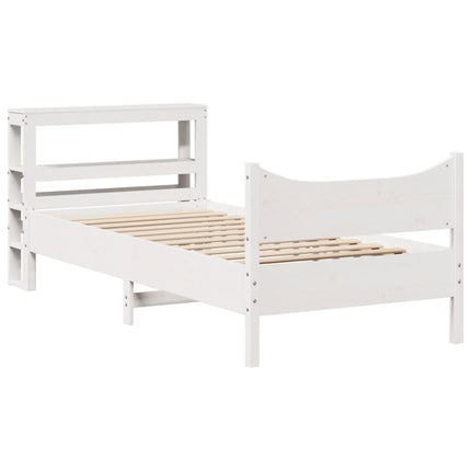 sengeramme med sengegavl 75x190 cm massivt fyrretræ hvid