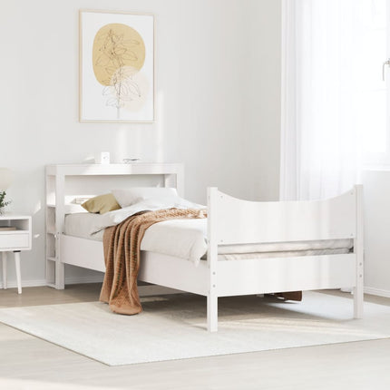 sengeramme med sengegavl 75x190 cm massivt fyrretræ hvid