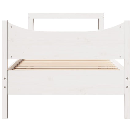 sengeramme med sengegavl 75x190 cm massivt fyrretræ hvid