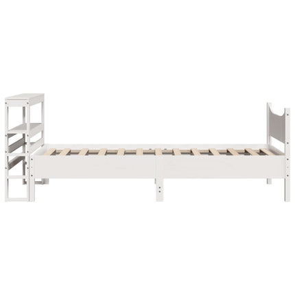 sengeramme med sengegavl 75x190 cm massivt fyrretræ hvid