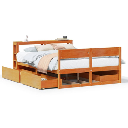 sengeramme uden madras 150x200 cm massivt fyrretræ gyldenbrun