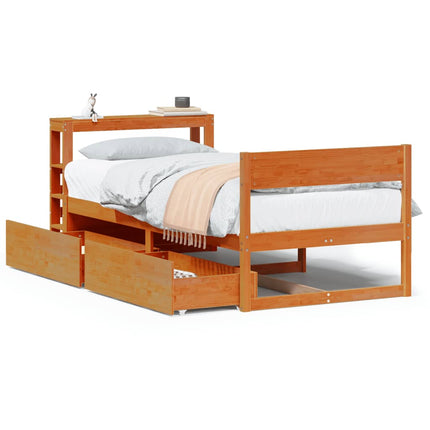 sengeramme uden madras 100x200 cm massivt fyrretræ gyldenbrun