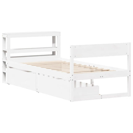 sengeramme uden madras 90x200 cm massivt fyrretræ hvid