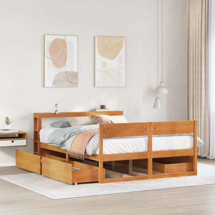sengeramme uden madras 140x190 cm massivt fyrretræ gyldenbrun