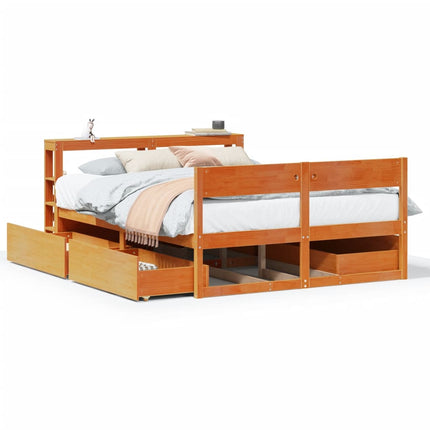 sengeramme uden madras 120x190 cm massivt fyrretræ gyldenbrun