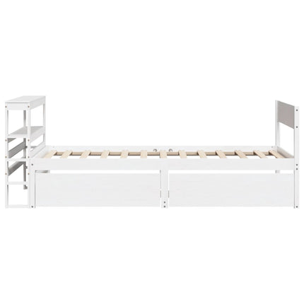 sengeramme uden madras 75x190 cm massivt fyrretræ hvid