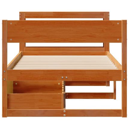 sengeramme uden madras 75x190 cm massivt fyrretræ gyldenbrun