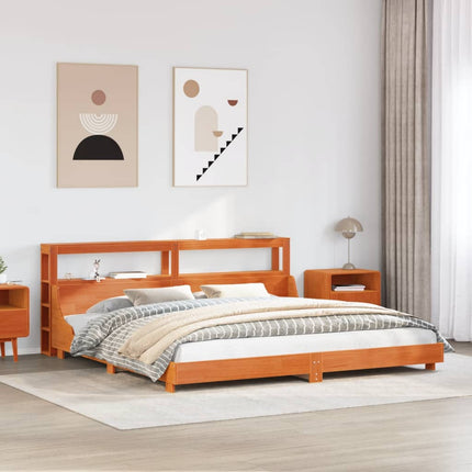 sengeramme uden madras 200x200 cm massivt fyrretræ gyldenbrun