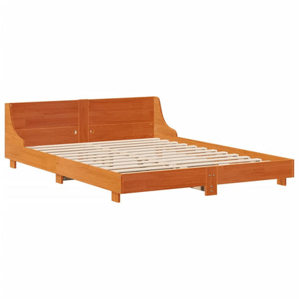 sengeramme uden madras 150x200 cm massivt fyrretræ gyldenbrun