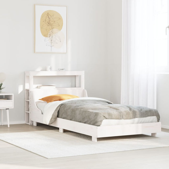 sengeramme uden madras 75x190 cm massivt fyrretræ hvid