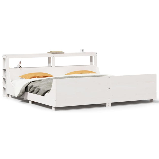 sengeramme uden madras 200x200 cm massivt fyrretræ hvid