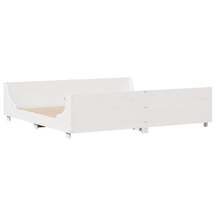 sengeramme uden madras 200x200 cm massivt fyrretræ hvid