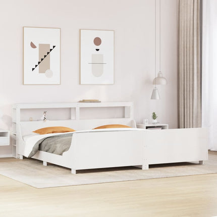 sengeramme uden madras 200x200 cm massivt fyrretræ hvid
