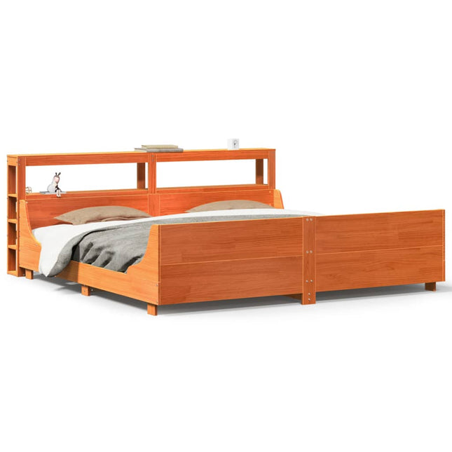 sengeramme uden madras 200x200 cm massivt fyrretræ gyldenbrun