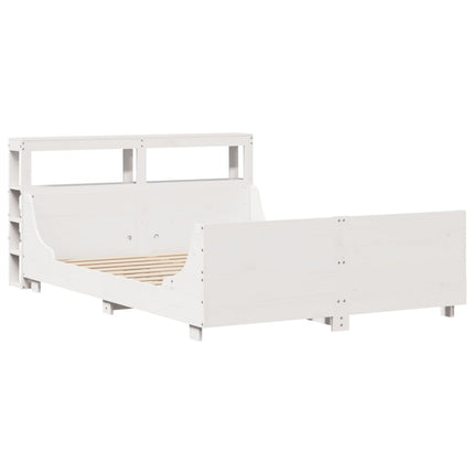 sengeramme uden madras 150x200 cm massivt fyrretræ hvid