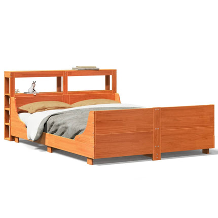 sengeramme uden madras 150x200 cm massivt fyrretræ gyldenbrun