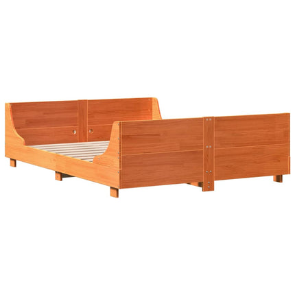 sengeramme uden madras 140x200 cm massivt fyr gyldenbrun