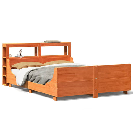 sengeramme uden madras 135x190 cm massivt fyrretræ brun