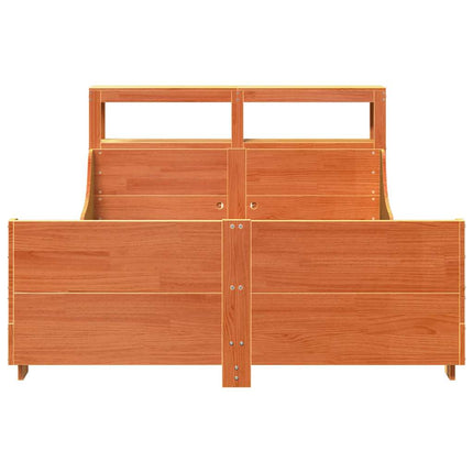 sengeramme uden madras 135x190 cm massivt fyrretræ brun
