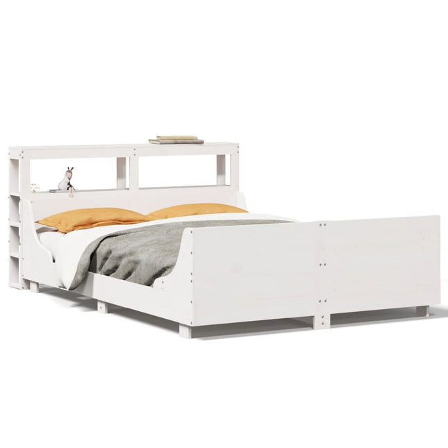 sengeramme uden madras 120x190 cm massivt fyrretræ hvid