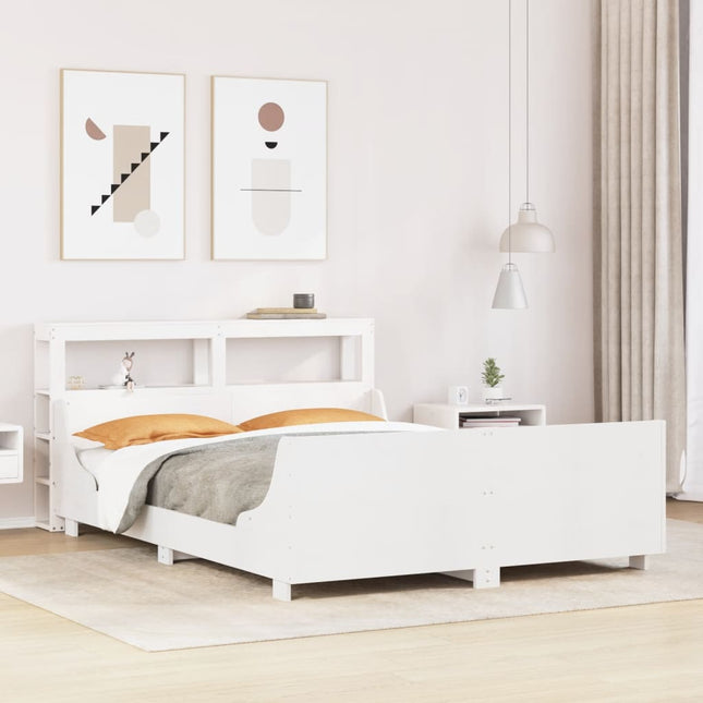 sengeramme uden madras 120x190 cm massivt fyrretræ hvid