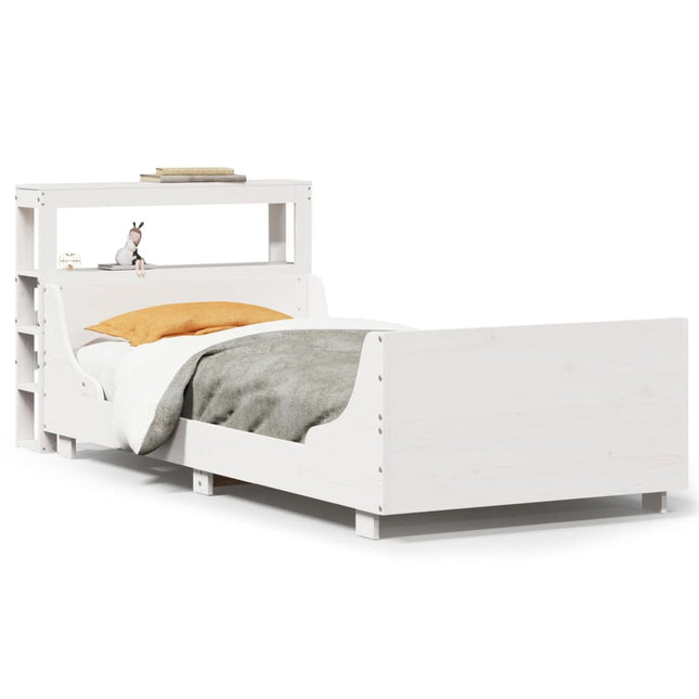 sengeramme uden madras 75x190 cm massivt fyrretræ hvid
