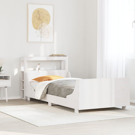 sengeramme uden madras 75x190 cm massivt fyrretræ hvid