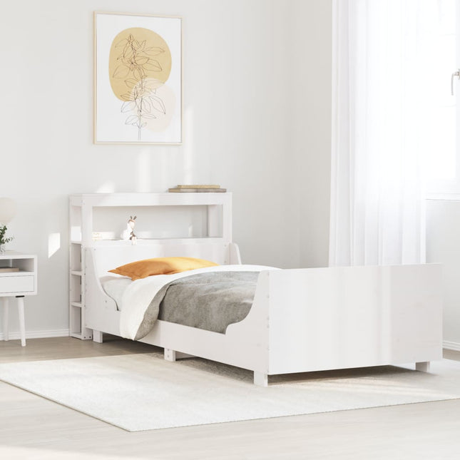sengeramme uden madras 75x190 cm massivt fyrretræ hvid