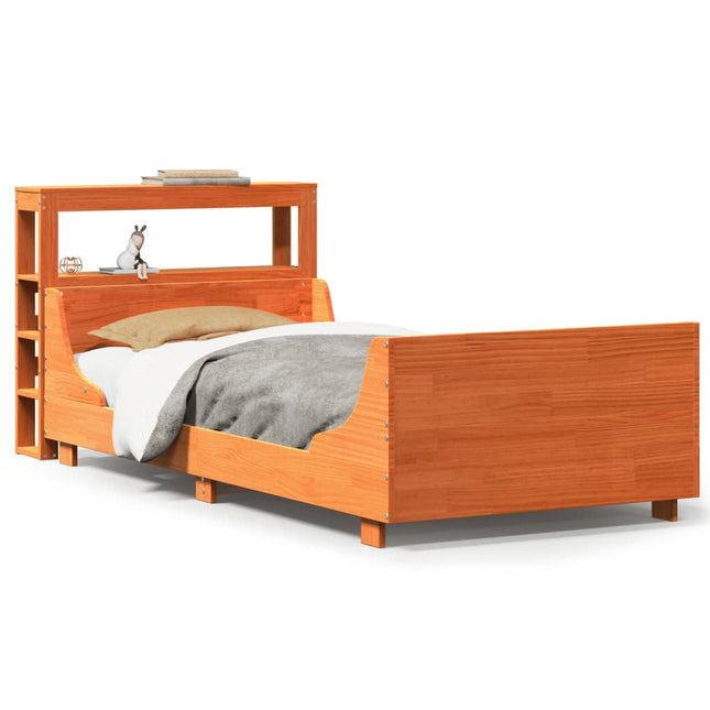 sengeramme uden madras 75x190 cm massivt fyrretræ gyldenbrun