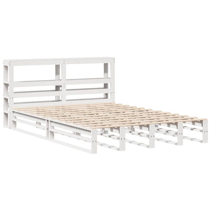 sengeramme uden madras 120x200 cm massivt fyrretræ hvid