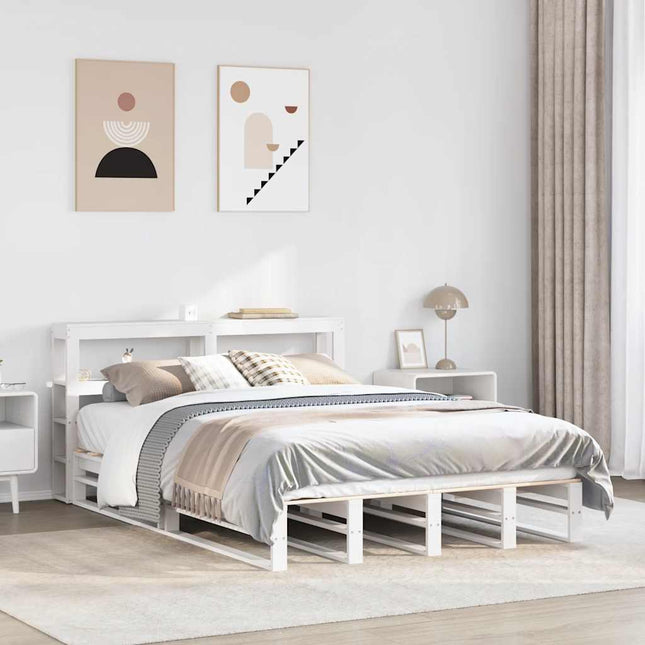 sengeramme uden madras 120x200 cm massivt fyrretræ hvid