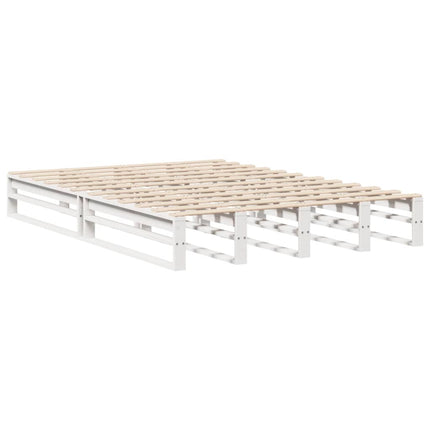 sengeramme uden madras 140x200 cm massivt fyrretræ hvid