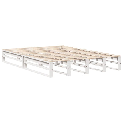 sengeramme uden madras 150x200 cm massivt fyrretræ hvid