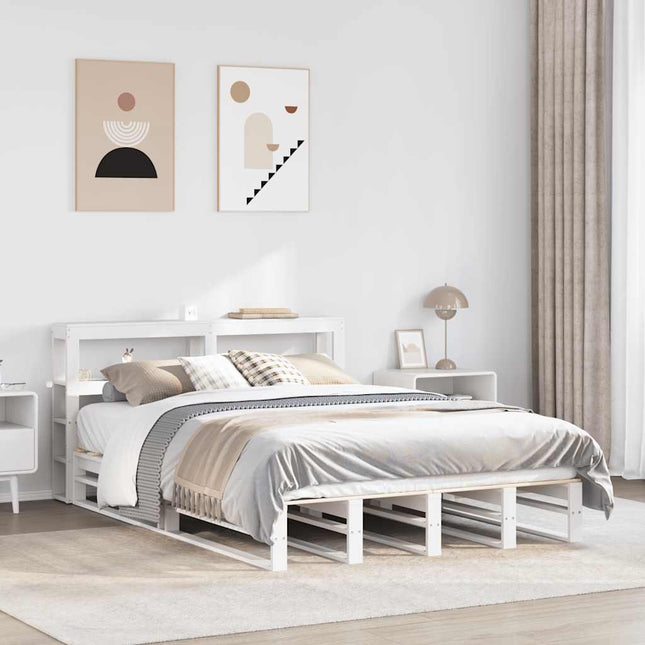 sengeramme uden madras 150x200 cm massivt fyrretræ hvid