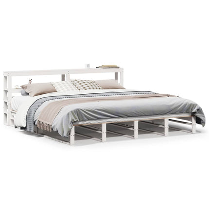 sengeramme uden madras 200x200 cm massivt fyrretræ hvid