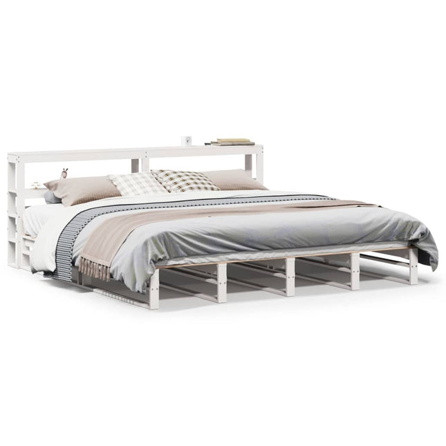 sengeramme uden madras 200x200 cm massivt fyrretræ hvid