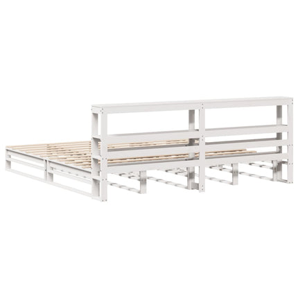 sengeramme uden madras 200x200 cm massivt fyrretræ hvid