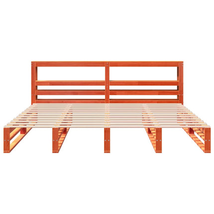 sengeramme uden madras 200x200 cm massivt fyrretræ gyldenbrun