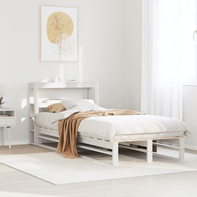 sengeramme uden madras 75x190 cm massivt fyrretræ hvid