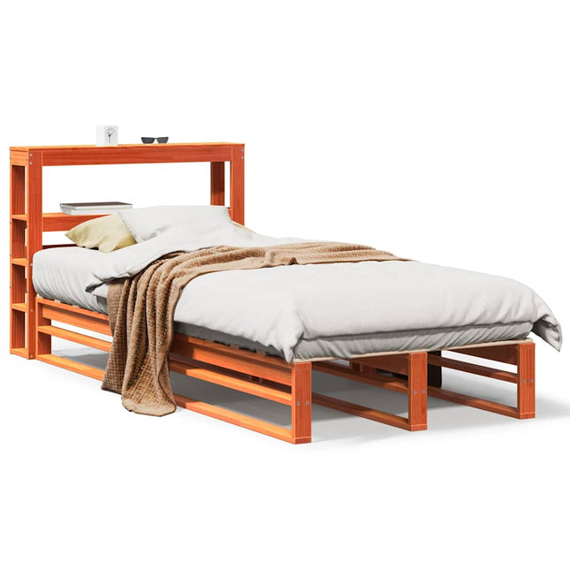 sengeramme uden madras 75x190 cm massivt fyrretræ gyldenbrun
