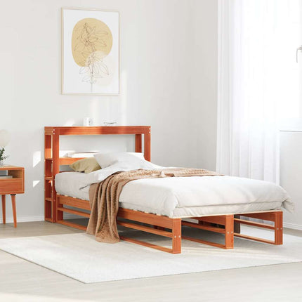 sengeramme uden madras 75x190 cm massivt fyrretræ gyldenbrun