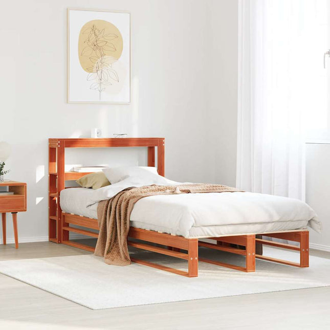sengeramme uden madras 75x190 cm massivt fyrretræ gyldenbrun