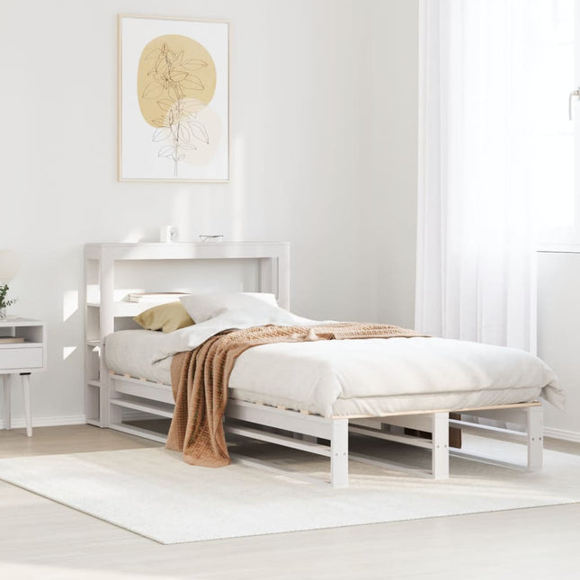 sengeramme uden madras 90x190 cm massivt fyrretræ hvid