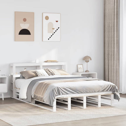 sengeramme uden madras 120x190 cm massivt fyrretræ hvid
