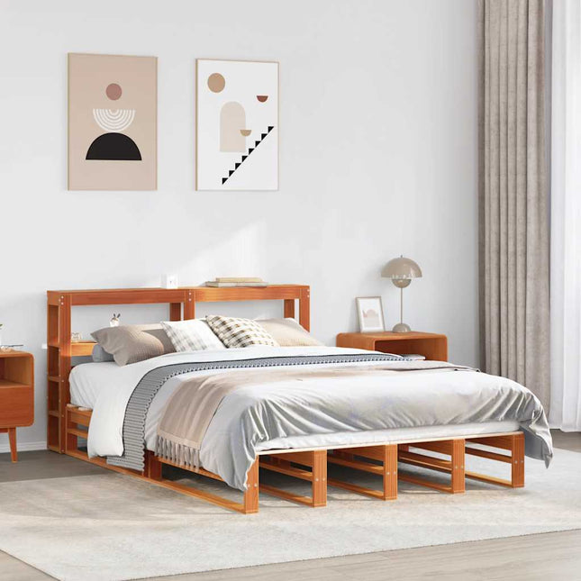 sengeramme uden madras 140x190 cm massivt fyrretræ gyldenbrun