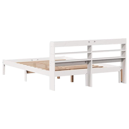 sengeramme uden madras 135x190 cm massivt fyrretræ hvid